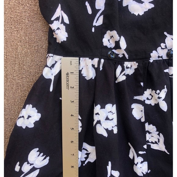 VTG Lang originals USA pinup dress 6/8 black white floral cotton fit and flare - Picture 5 of 9